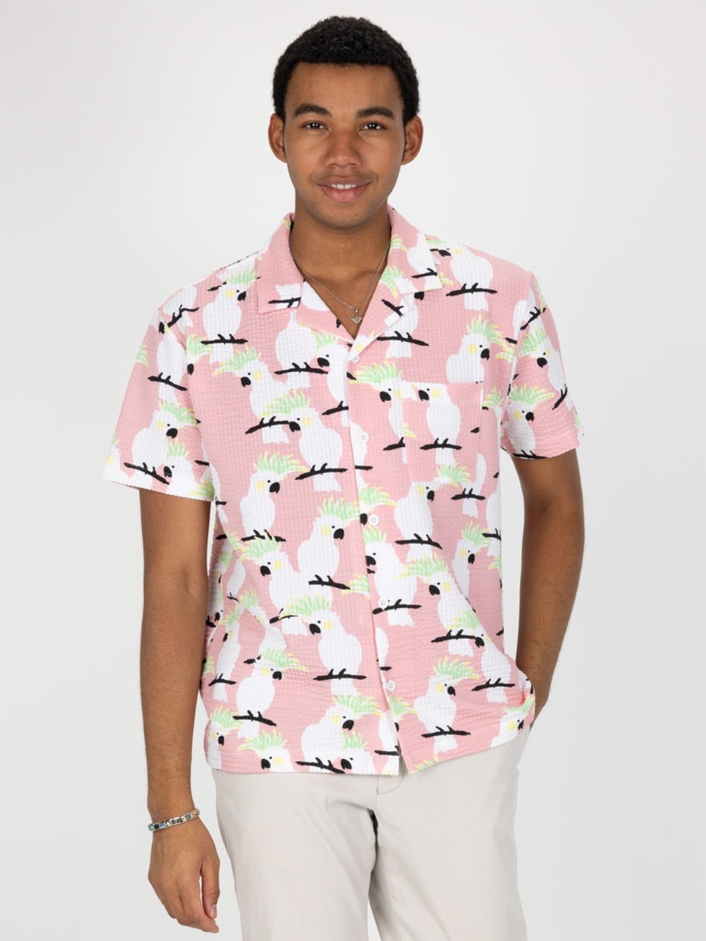 Rustic Souls Cockatoo Parrot Print Button Down Shirt Aqua Men’s XL